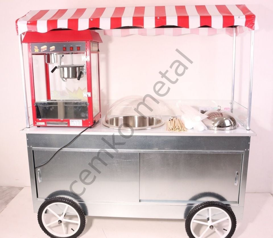 Popcorn Pamuk Şeker ve Bardakta Mısır Arabası 65x180 (Model Marmaris)
