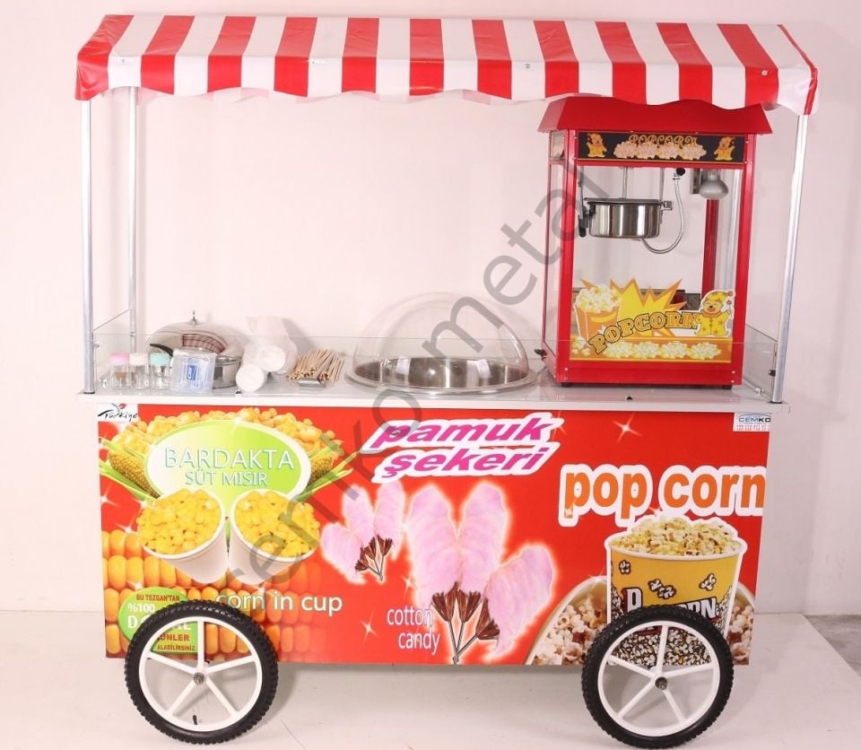 Popcorn Pamuk Şeker ve Bardakta Mısır Arabası 65x180 (Model Marmaris)
