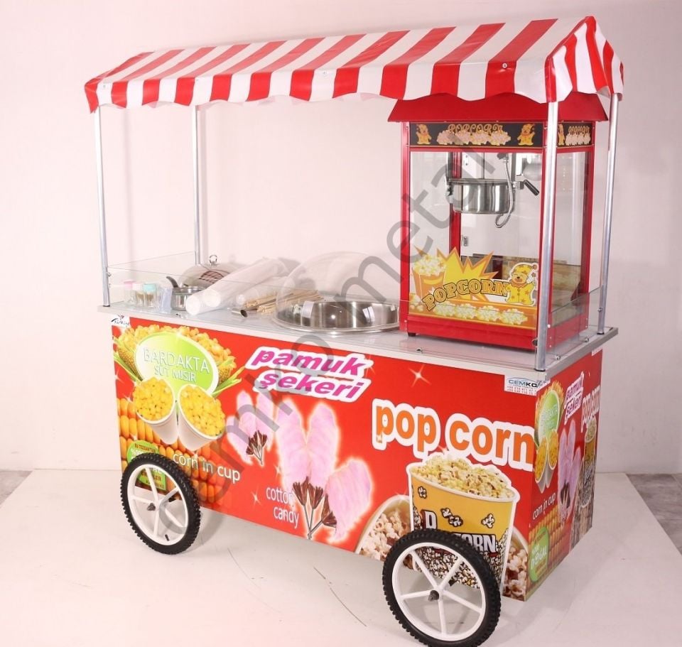 Popcorn Pamuk Şeker ve Bardakta Mısır Arabası 65x180 (Model Marmaris)