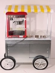 Tekerlekli Popcorn Mısır Patlatma ve Pamuk Şeker Arabası (Model Dalaman) 60x120