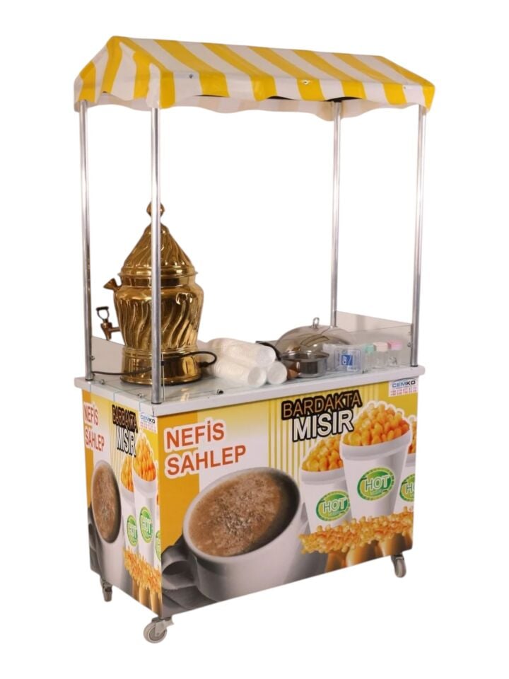 Bakır Sahlep Kazanı ve Bardakta Mısır Arabası (Model Kilis)