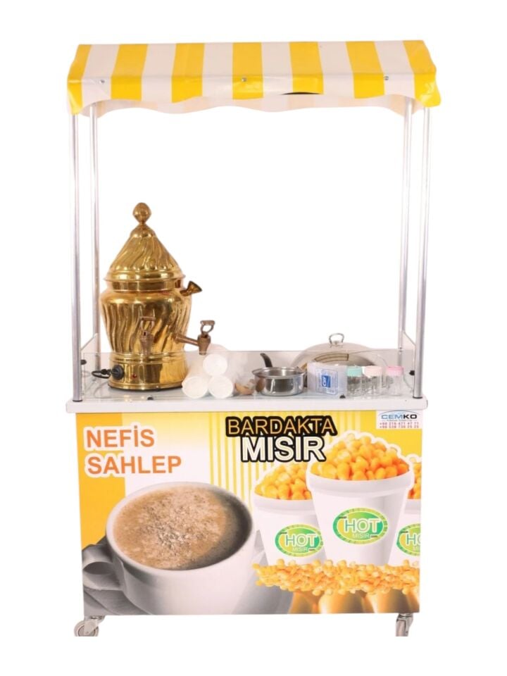 Bakır Sahlep Kazanı ve Bardakta Mısır Arabası (Model Kilis)