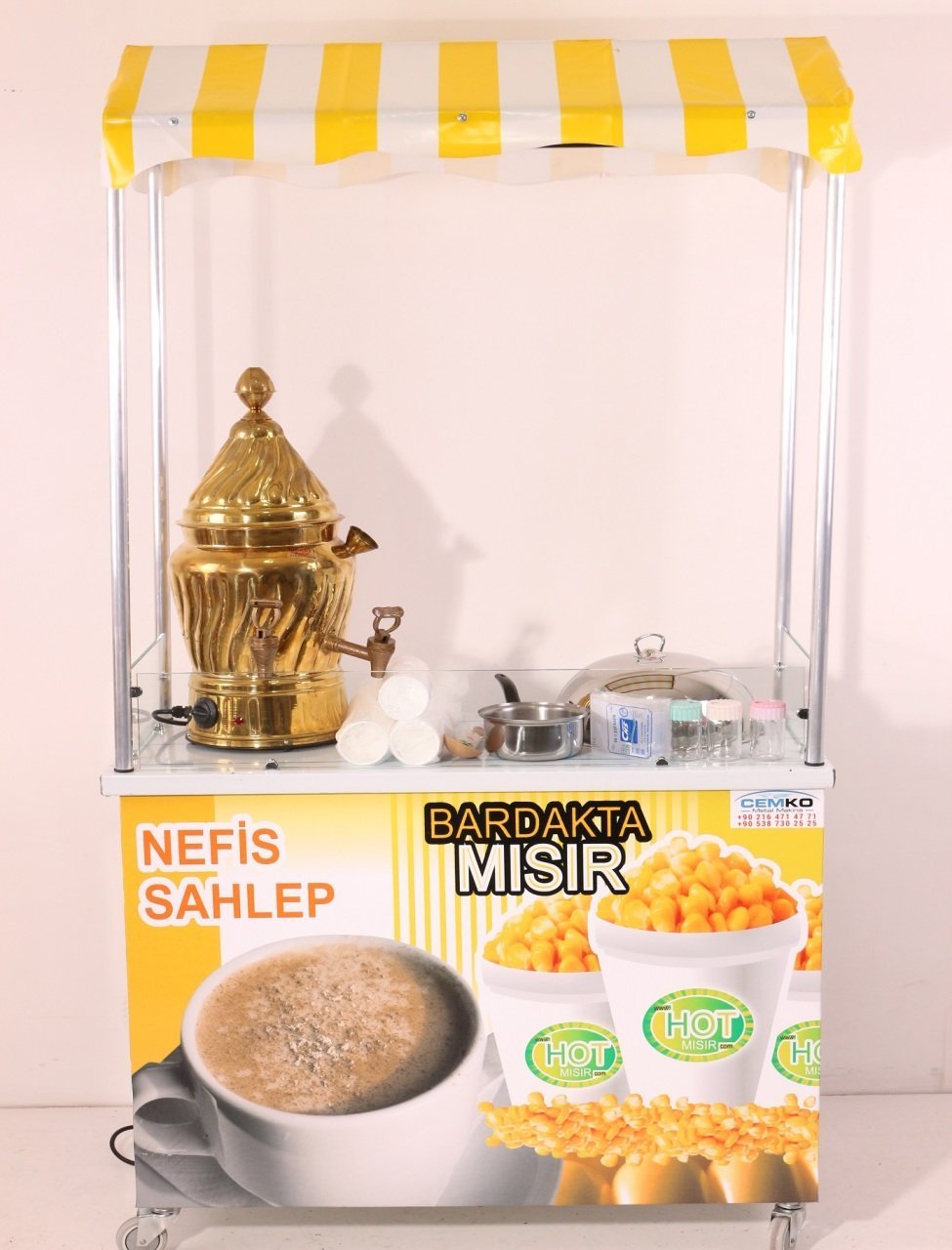 Bakır Sahlep Kazanı ve Bardakta Mısır Arabası (Model Kilis)