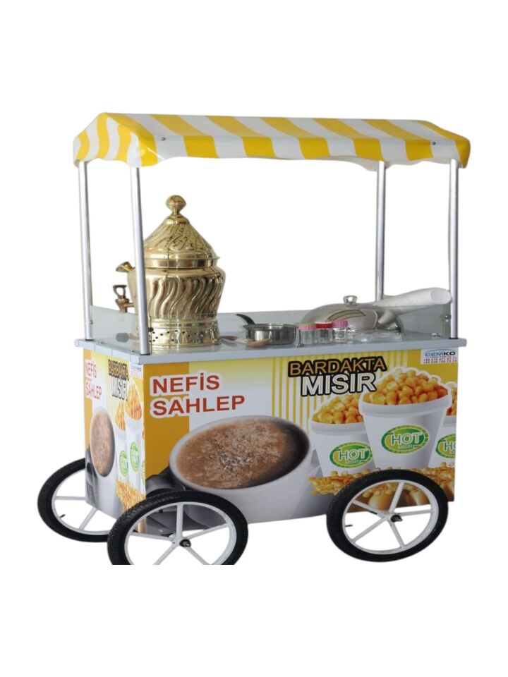 Seyyar Sahlep Kazanı ve Mısır Arabası - Tüplü (Model Aksaray) 60x100