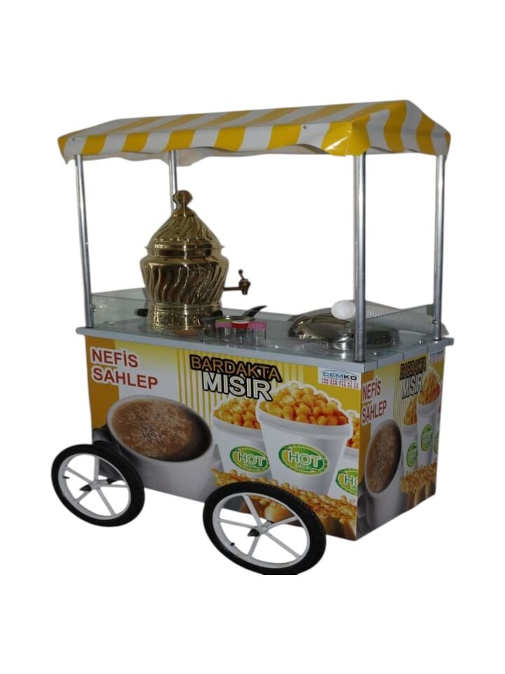 Seyyar Sahlep Kazanı ve Mısır Arabası - Tüplü (Model Aksaray) 60x100