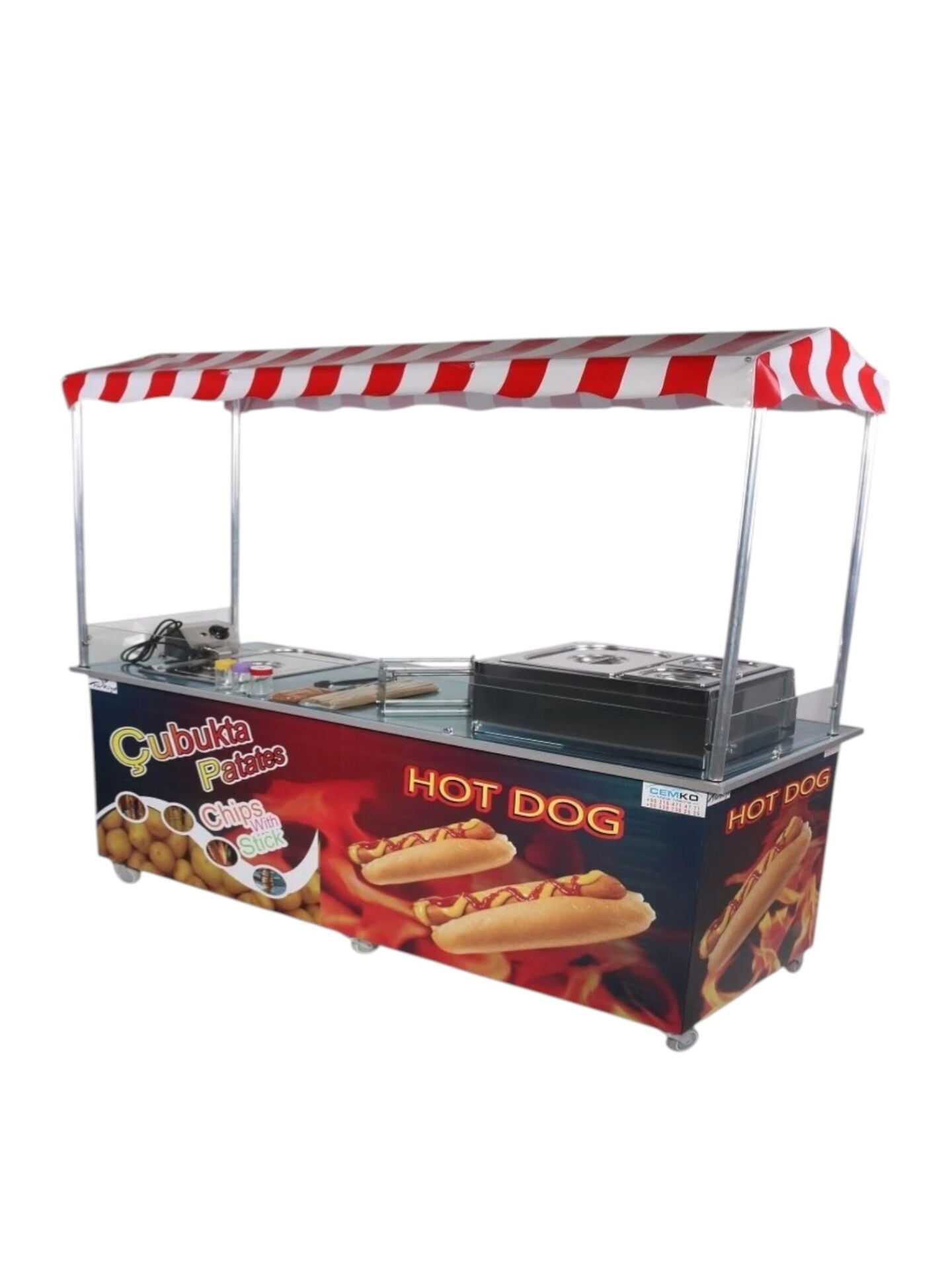 Çubukta Patates ve Hotdog Arabası (Model Dalyan) 65x180