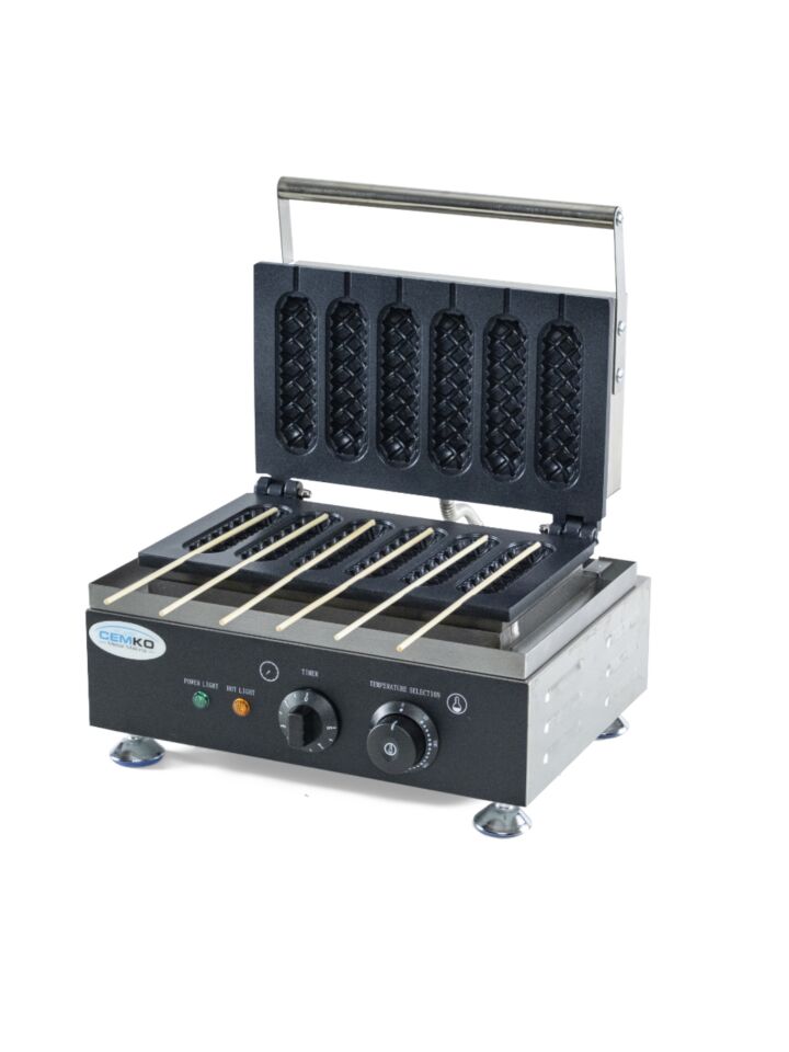 Çubukta Waffle Makinası 6 Gözlü Zaman Ayarlı Türkiyede İlk ve Tek (Model Torbalı)