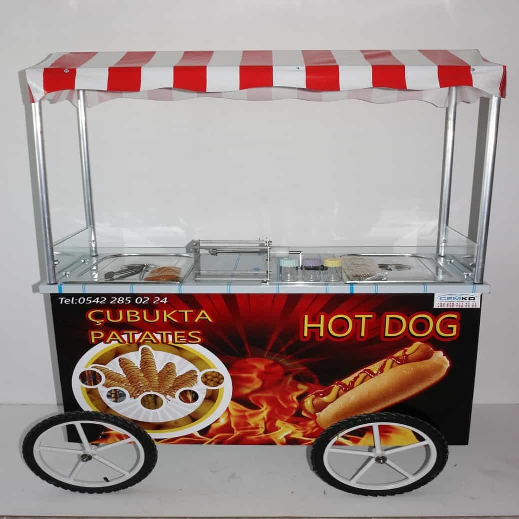 Tekerlekli Çubukta Patates ve Hotdog Tezgahı (Model Çiğli) 60x120