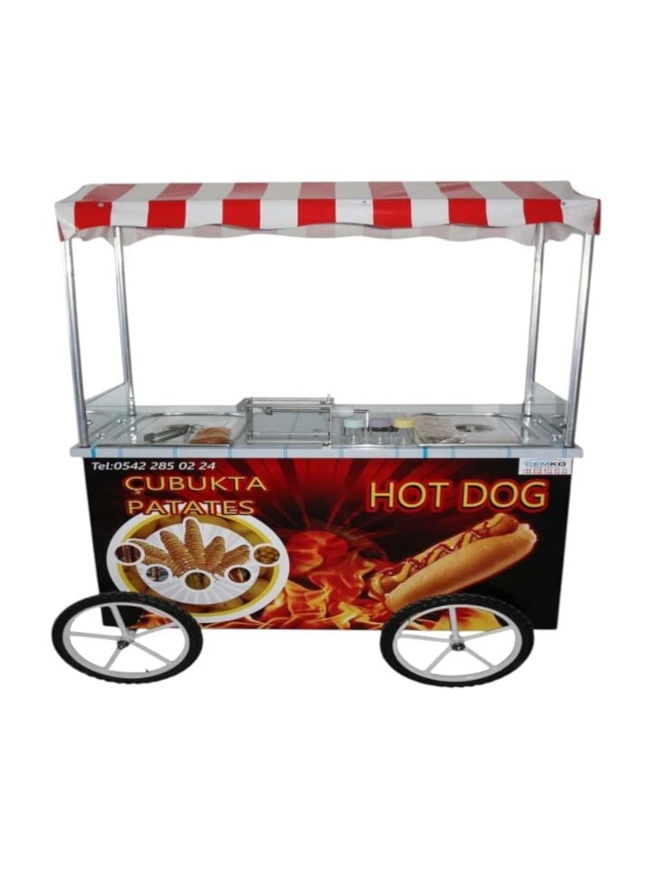 Tekerlekli Çubukta Patates ve Hotdog Tezgahı (Model Çiğli) 60x120
