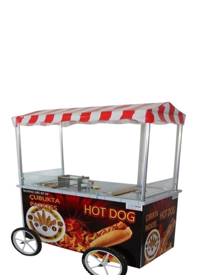 Tekerlekli Çubukta Patates ve Hotdog Tezgahı (Model Çiğli) 60x120