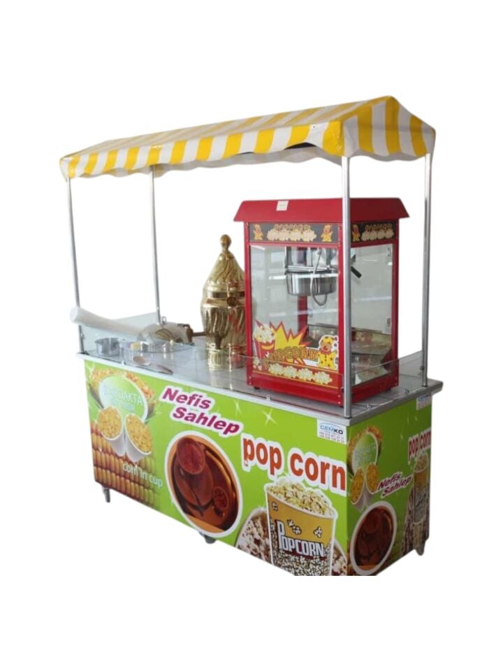 Sahlep Bardakta Mısır ve Mısır Patlatma Arabası (Model Topkapı) 65x180