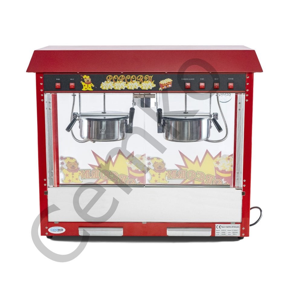 Popcorn Mısır Patlatma Makinası Çift Tavalı (Model Iğdır)
