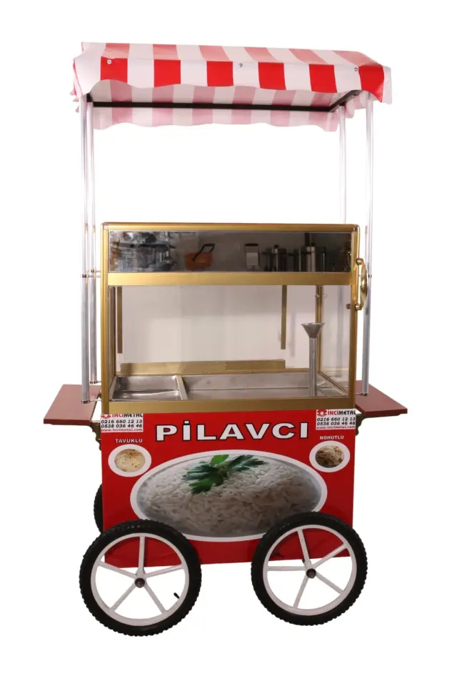 Tüplü Tekerlekli Pilav Arabası - Tenteli  (Model Bayburt)
