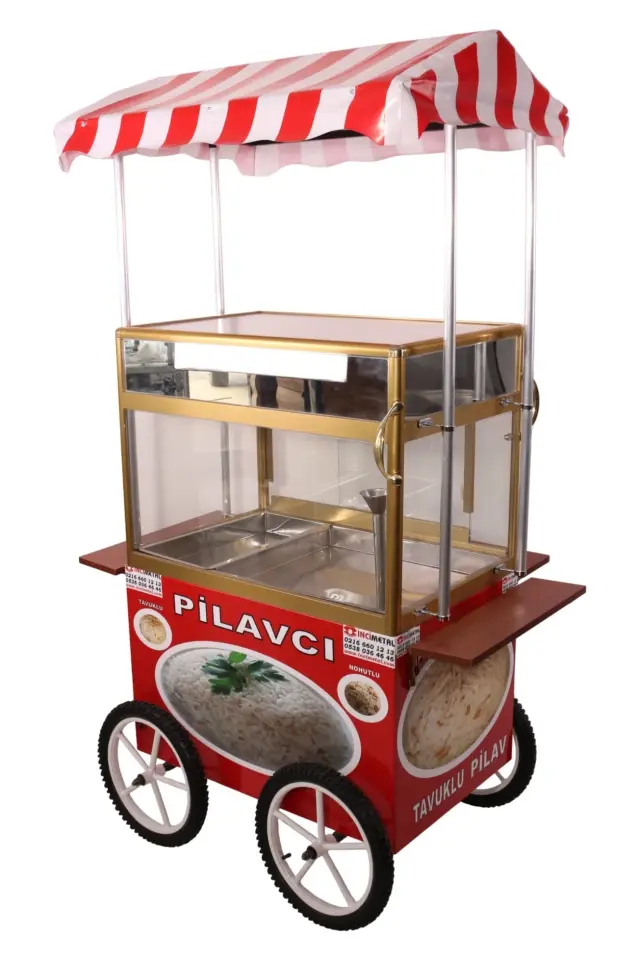 Tüplü Tekerlekli Pilav Arabası - Tenteli  (Model Bayburt)