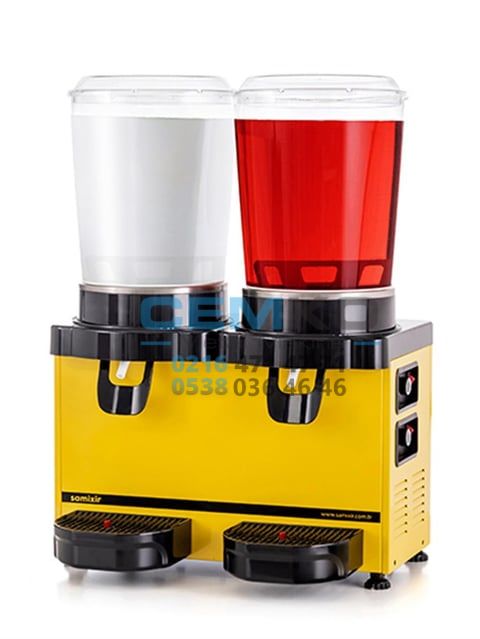 Panoramik İkili 22+22 Lt Soğuk İçecek Dispenseri Limonata Ayran Makinesi