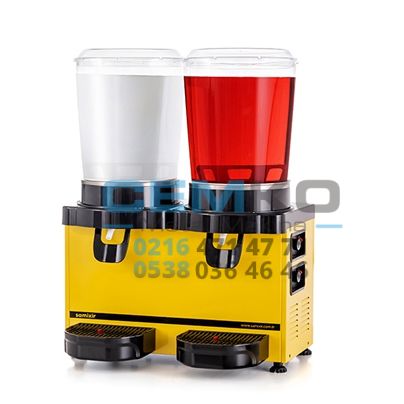 Panoramik İkili 10+10 Lt Soğuk İçecek Dispenseri Limonata Ayran Makinesi