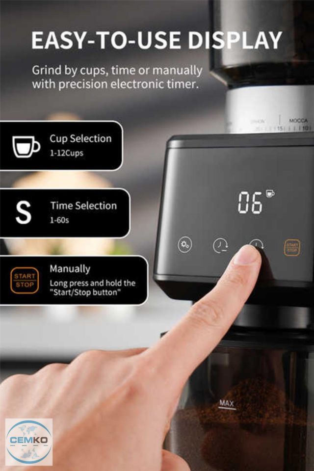 Vosco Dijital Espresso Kahve Değirmeni ve Öğütücü