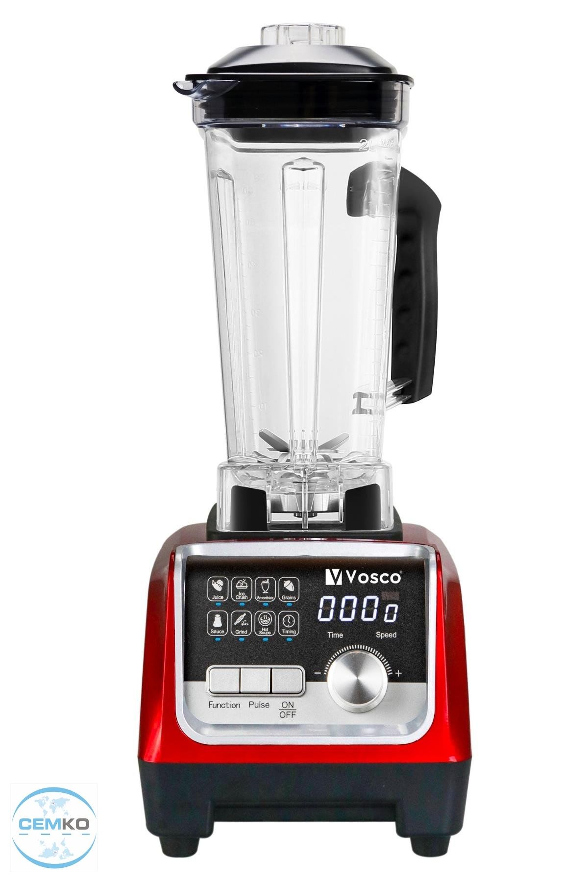 Bar Blender Vosco Bar Blender Pro Dijital 2 Lt Buz Kırıcılı 2200W Kırmızı