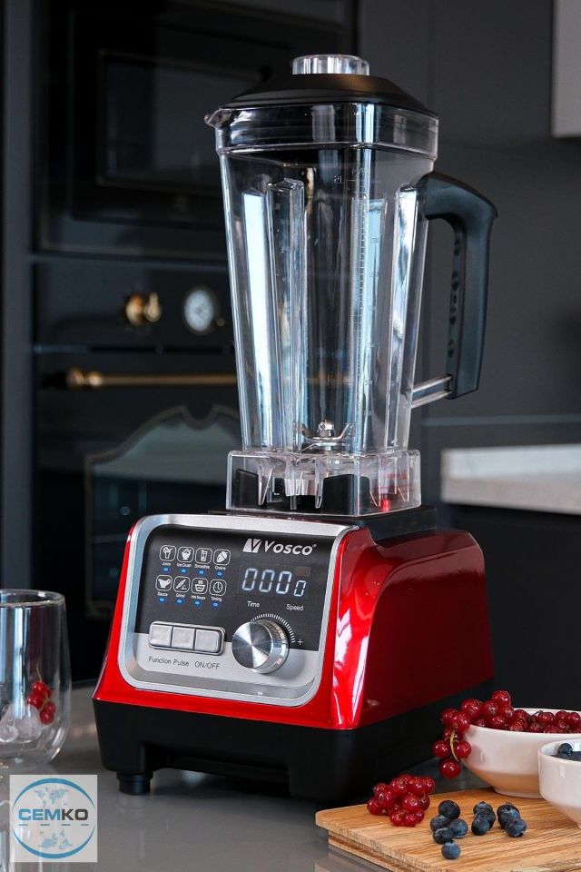 Bar Blender Vosco Bar Blender Pro Dijital 2 Lt Buz Kırıcılı 2200W Kırmızı