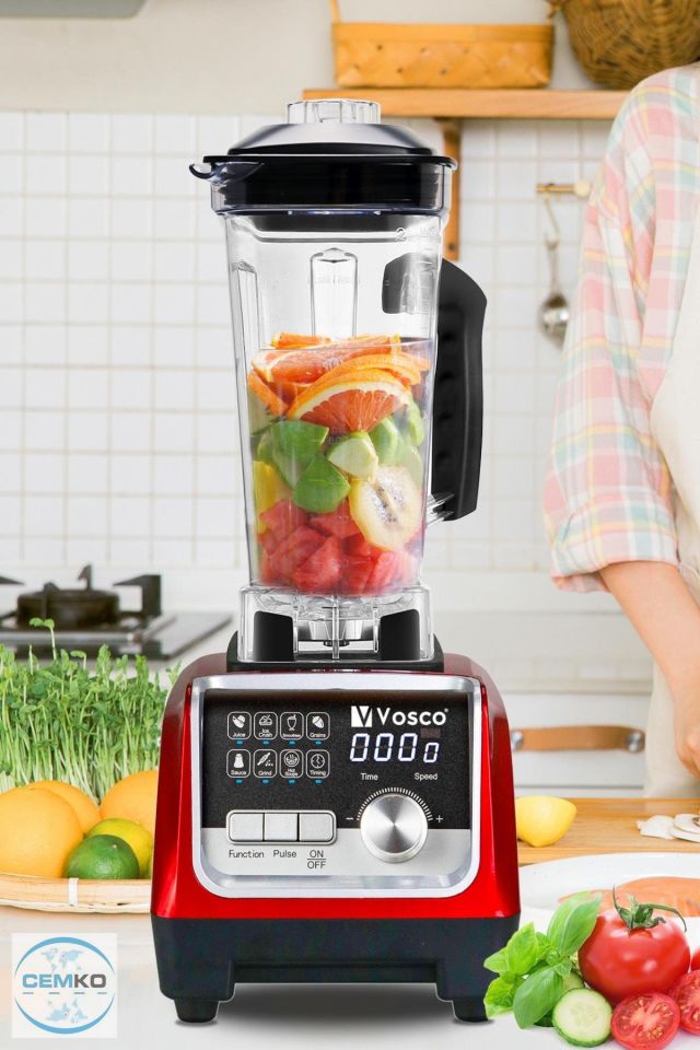 Bar Blender Vosco Bar Blender Pro Dijital 2 Lt Buz Kırıcılı 2200W Kırmızı