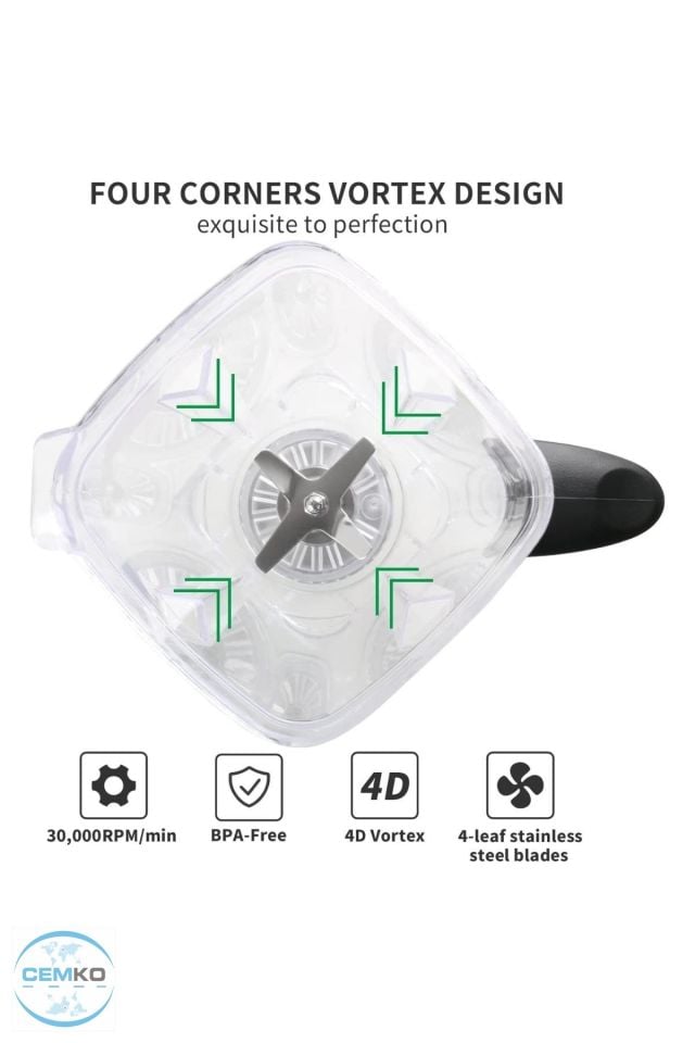 Bar Blender Vosco Bar Blender Manuel 2 Lt Buz Kırıcılı 2000W Mavi