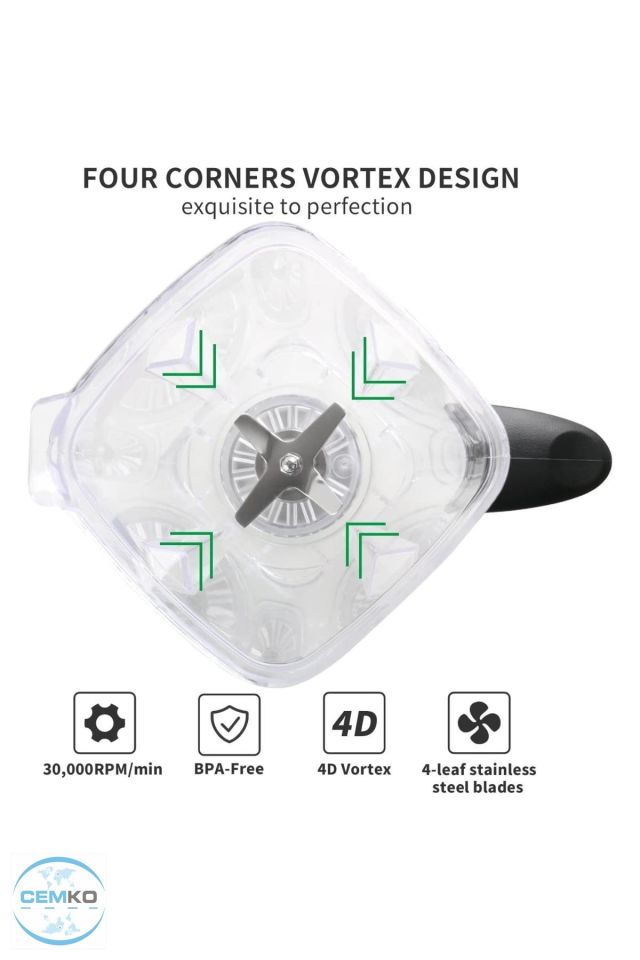 Bar Blender Vosco Bar Blender Manuel 2 Lt Buz Kırıcılı 2000W Mavi