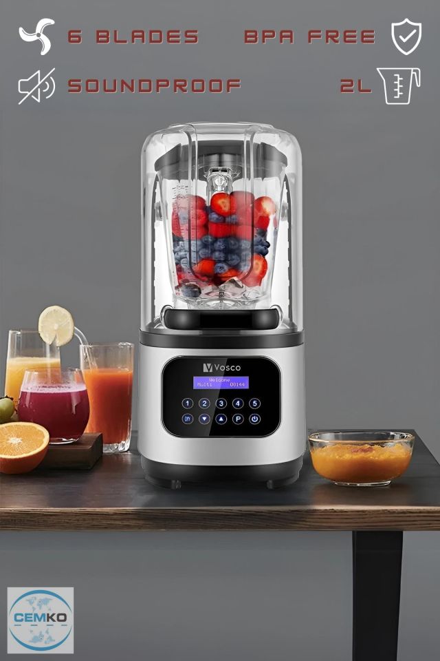 Bar Blender Pro Kapaklı 2 Lt Buz Kırıcılı 2200W Vosco Marka