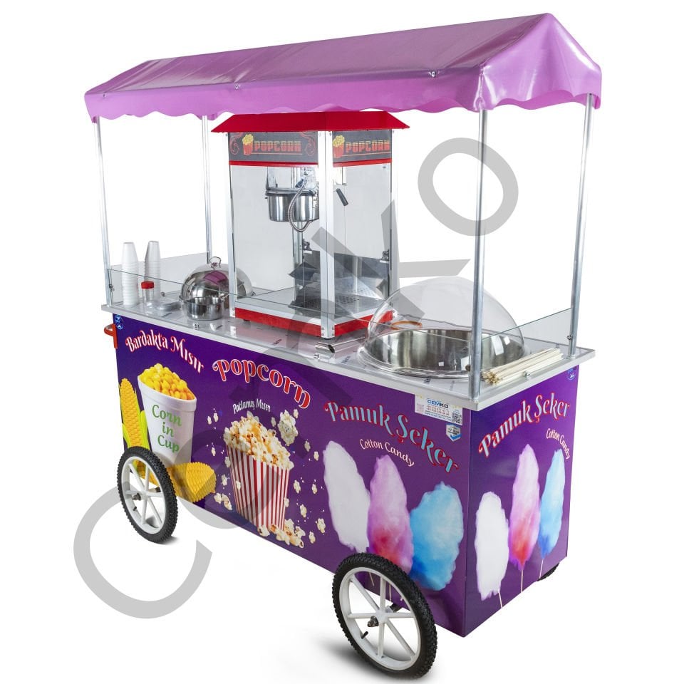Pamuk Şeker, Popcorn ve Bardakta Mısır Arabası 65x180 (Model Trabzon)