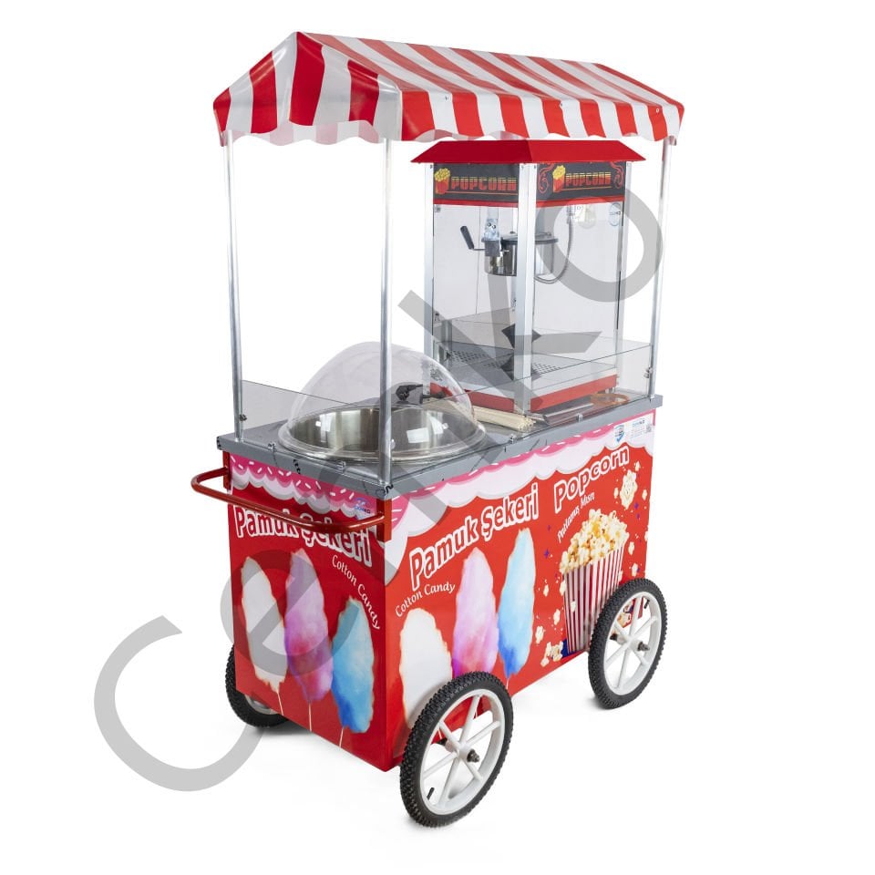 Pamuk Şekeri ve Popcorn Arabası İkisi Bir Arada 60x120 (Model Manavgat)