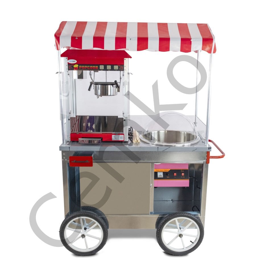 Pamuk Şekeri ve Popcorn Arabası İkisi Bir Arada 60x120 (Model Manavgat)