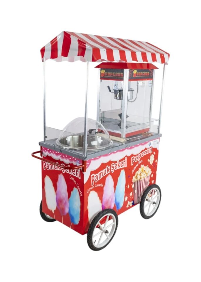 Pamuk Şekeri ve Popcorn Arabası İkisi Bir Arada 60x120 (Model Manavgat)