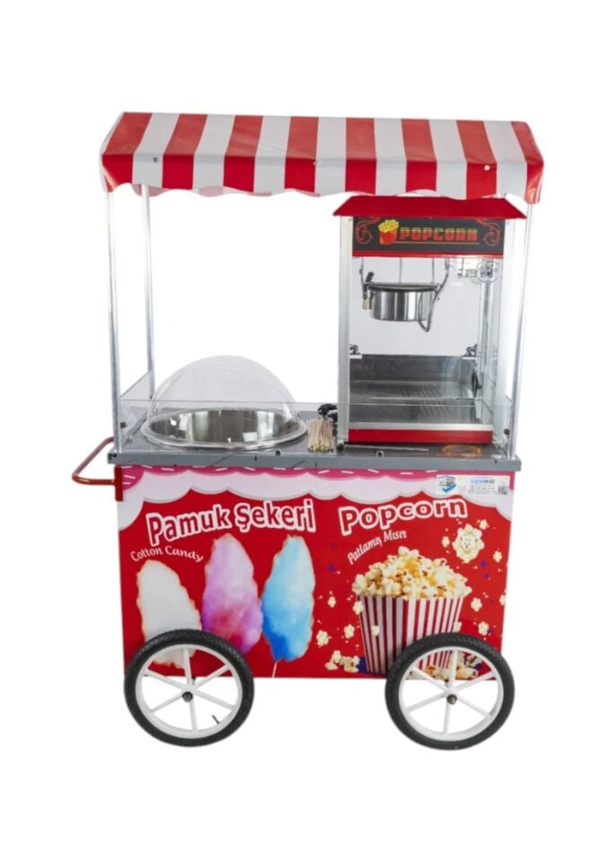 Pamuk Şekeri ve Popcorn Arabası İkisi Bir Arada 60x120 (Model Manavgat)
