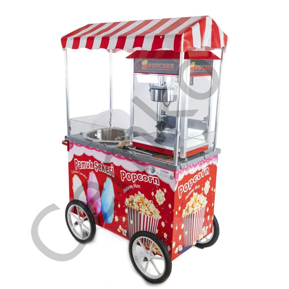 Pamuk Şekeri ve Popcorn Arabası İkisi Bir Arada 60x120 (Model Manavgat)