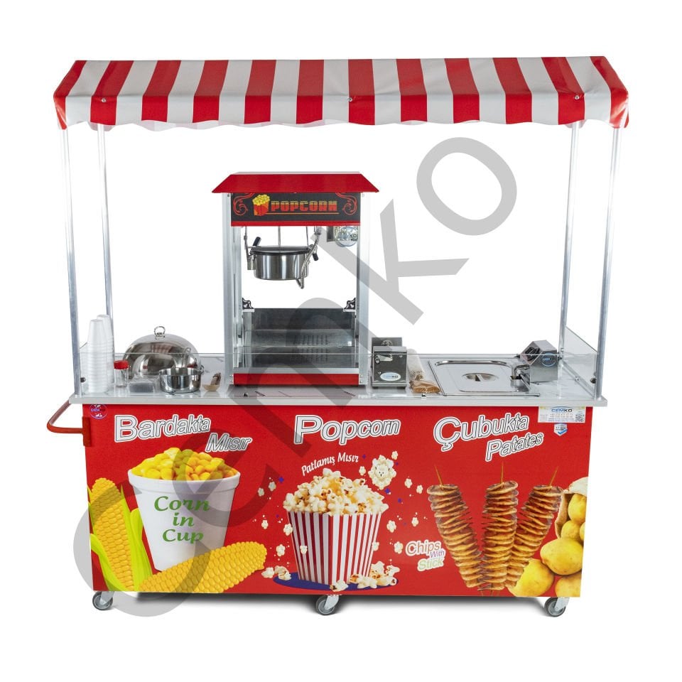 Çubukta Patates Bardakta Mısır ve Popcorn Arabası 65x180 (Model Kastamonu)