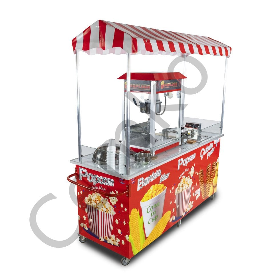 Çubukta Patates Bardakta Mısır ve Popcorn Arabası 65x180 (Model Kastamonu)
