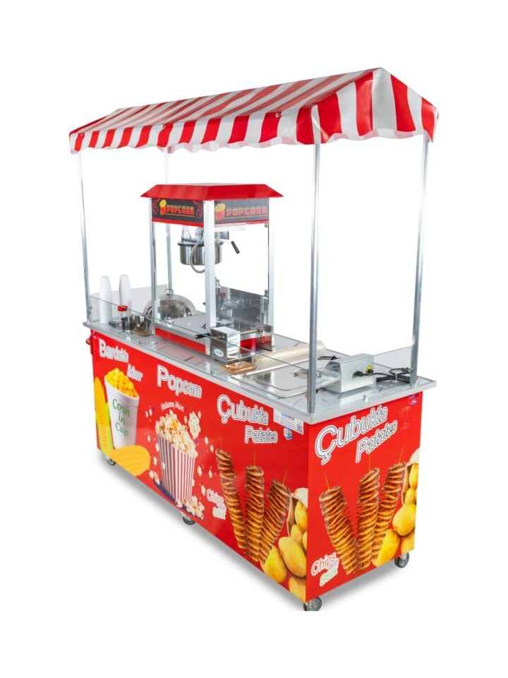 Çubukta Patates Bardakta Mısır ve Popcorn Arabası 65x180 (Model Kastamonu)