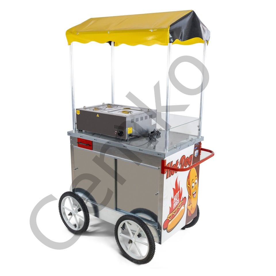 Hot Dog Sosisli Makinesi Arabalı Elektrikli 60x100 (Model Çanakkale)