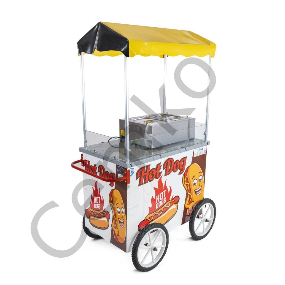 Hot Dog Sosisli Makinesi Arabalı Elektrikli 60x100 (Model Çanakkale)