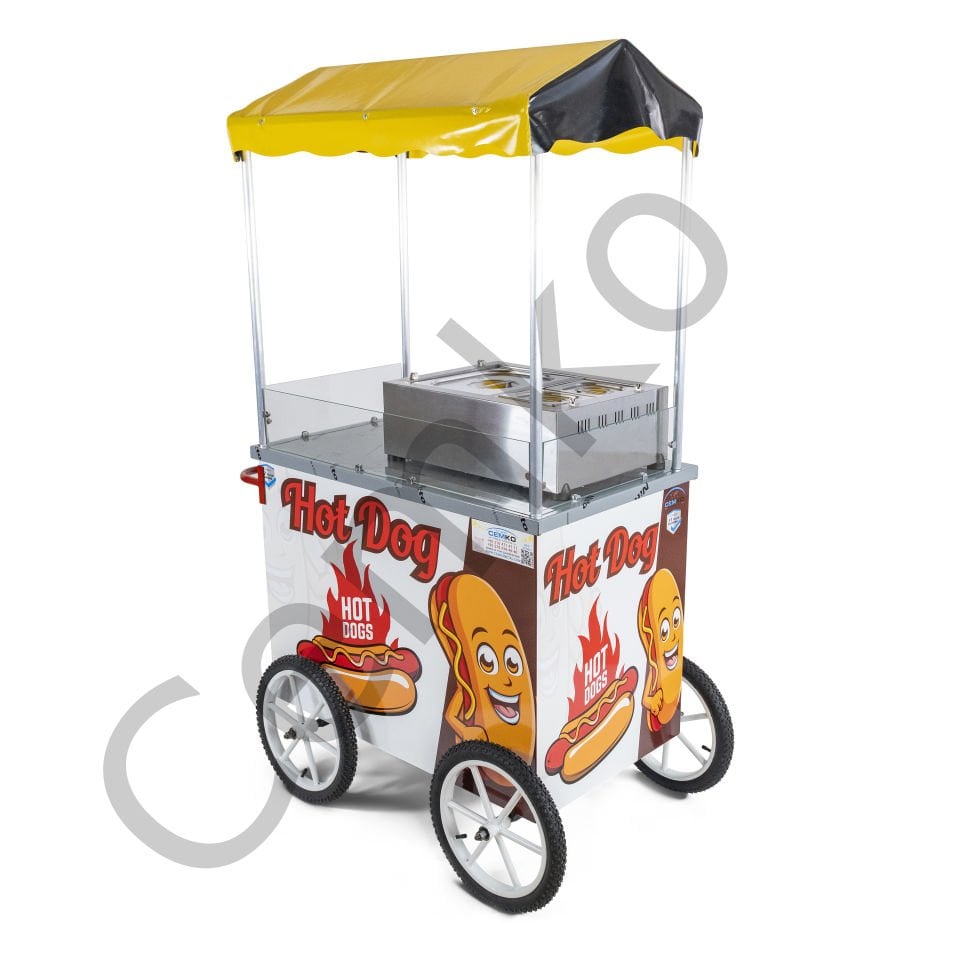 Hot Dog Sosisli Makinesi Arabalı Elektrikli 60x100 (Model Çanakkale)