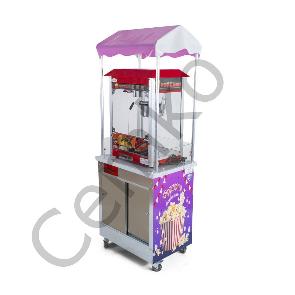 Popcorn Arabası Mısır Patlatma Arabaları 50x70 (Model Giresun)