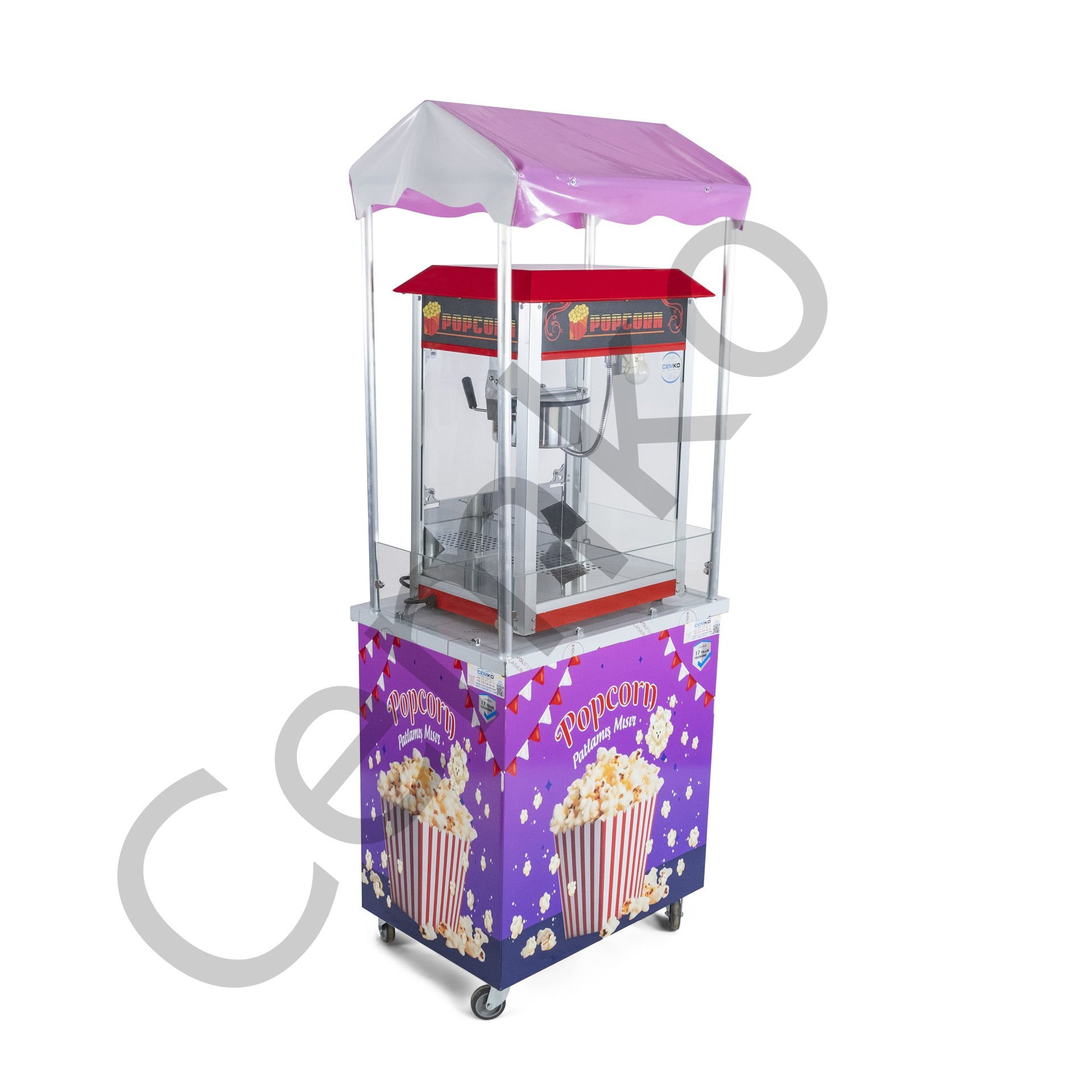 Popcorn Arabası Mısır Patlatma Arabaları 50x70 (Model Giresun)