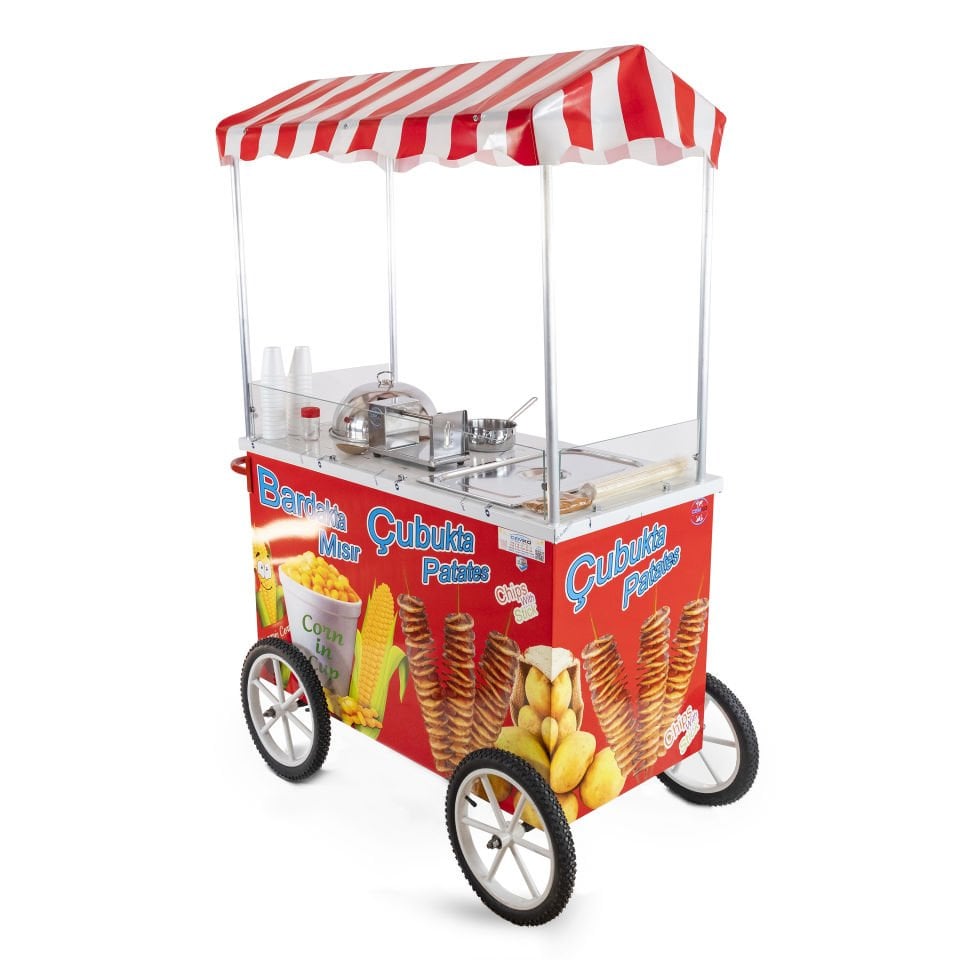 Çubukta Patates ve Bardakta Mısır Arabası 60x120 Tüplü Tekerlekli (Model Edirne)