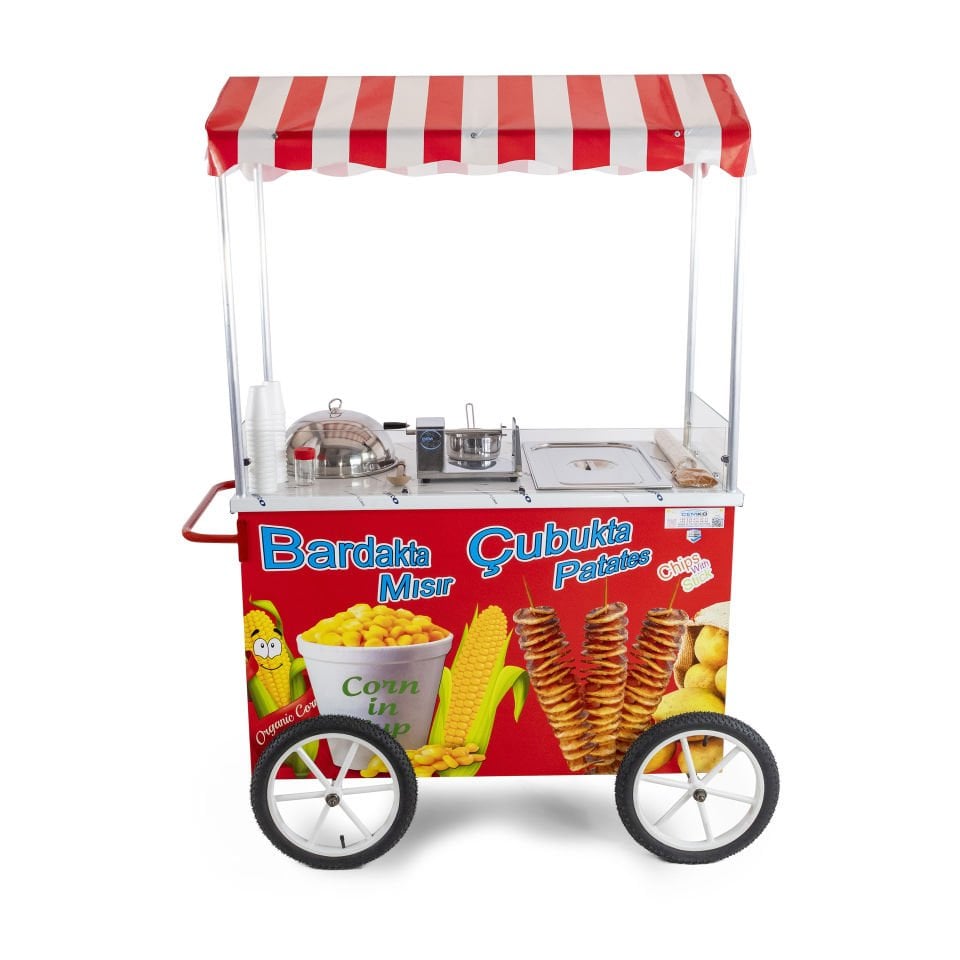 Çubukta Patates ve Bardakta Mısır Arabası 60x120 Tüplü Tekerlekli (Model Edirne)