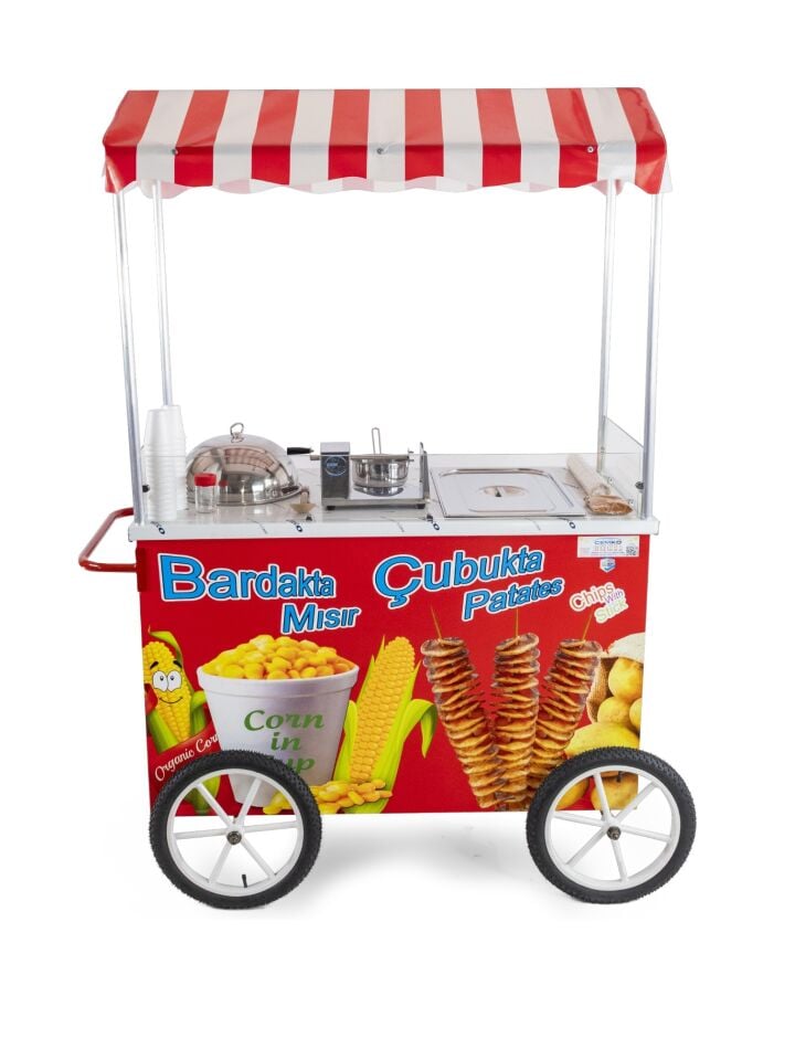 Çubukta Patates ve Bardakta Mısır Arabası 60x120 Tüplü Tekerlekli (Model Edirne)