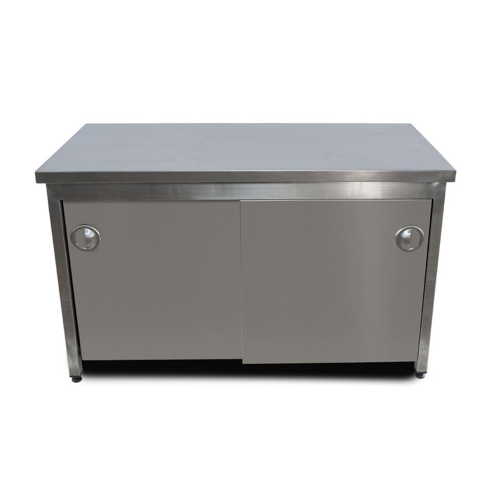 Paslanmaz Çalışma Tezgahı Sürgü Kapaklı 304 Krom Paslanmaz 70cm x 140cm