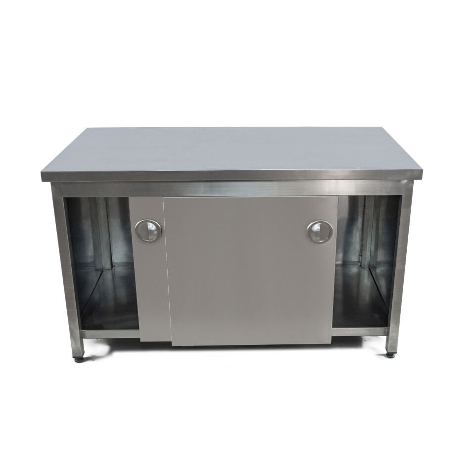 Paslanmaz Çalışma Tezgahı Sürgü Kapaklı 304 Krom Paslanmaz 70cm x 140cm