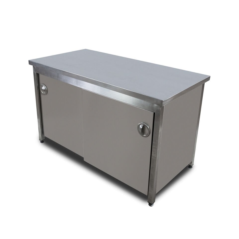 Paslanmaz Çalışma Tezgahı Sürgü Kapaklı 304 Krom Paslanmaz 70cm x 140cm